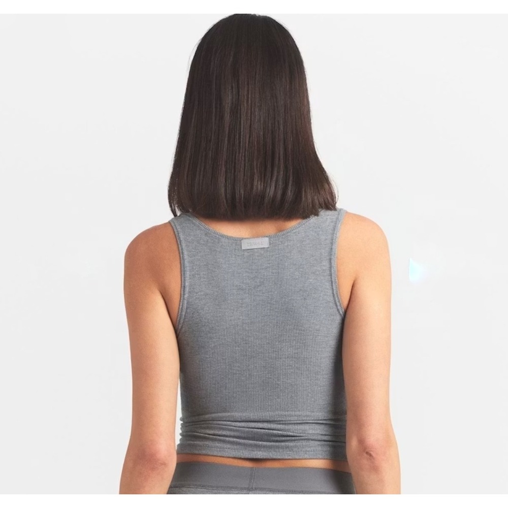 SKIMS Cotton Rib Tank Top Women Medium Heather Grey Scoop Neck Ribbed Fitted - Picture 2 of 9